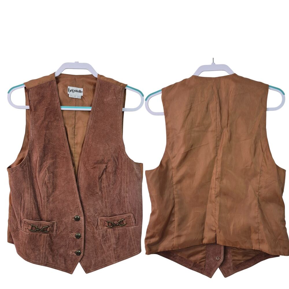 Bagatelle Brown Suede Leather Front Equestrian Snaffle Bit Vest Large